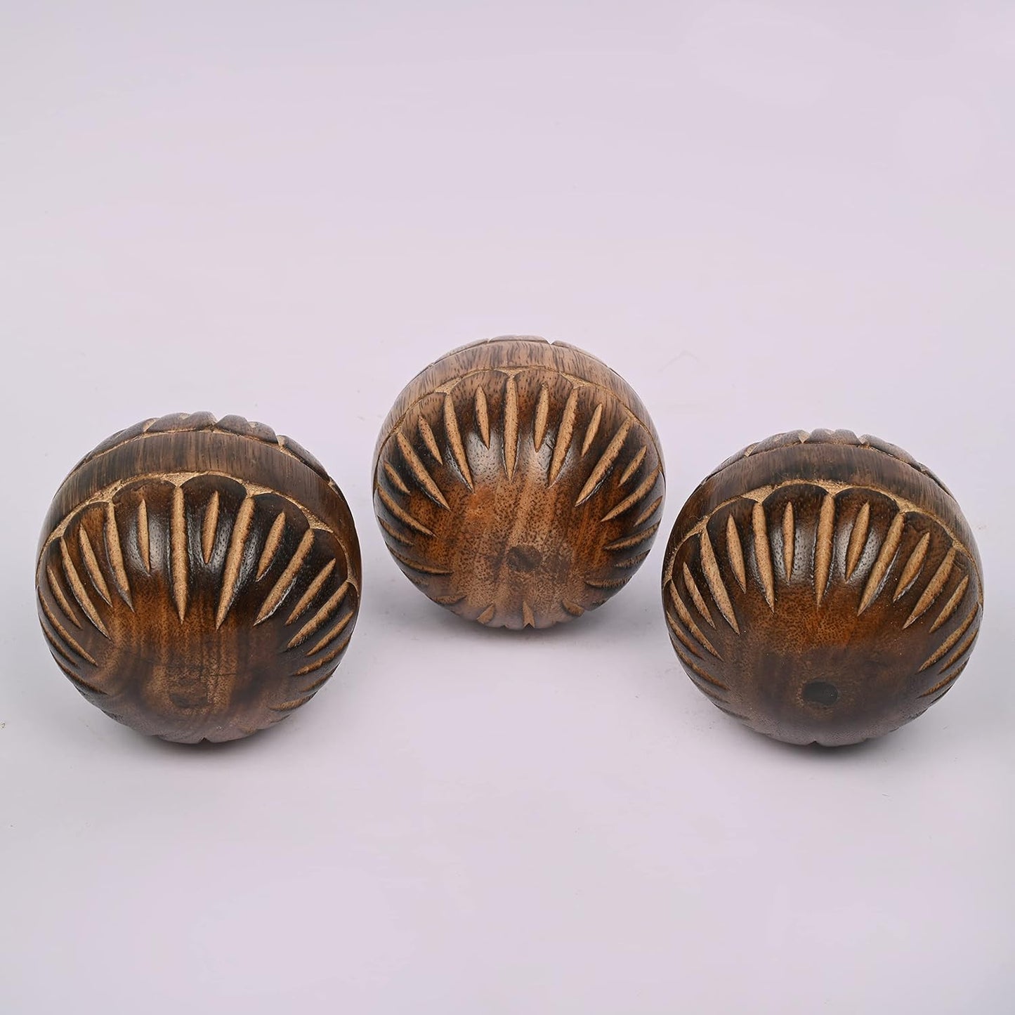 EDHAS Decorative Mango Wood Round Balls Set of 3 for Centerpiece or Individual Use Ideal for Use in Tray Bowl or Basket Decor