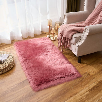 EasyJoy Ultra Soft Fluffy/Fuzzy Shaggy Area Rug Faux Fur Chair Cover Seat Pad for Bedroom Floor Sofa Living Room (2 x 6 ft Sheepskin, Beige)