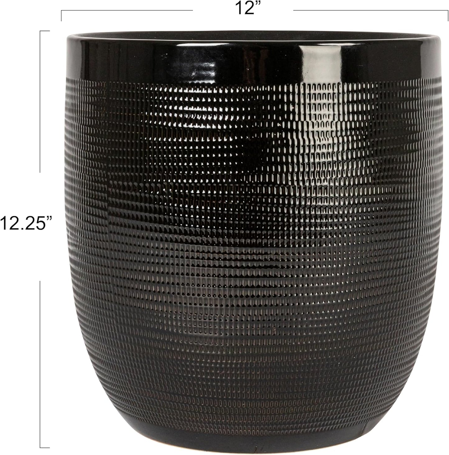 Creative Co-Op Large Matte White Embossed Stoneware Planter