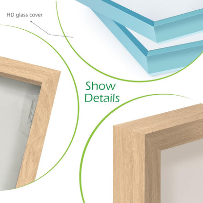 FrameWorks 11” x 14” Dark Oak Wooden Shadow Box Frame – Display Case with Soft Felt Back, Memory Box with Tempered Glass, Display Box with Elegant White Ball Push Pins, Wooden Flower Box