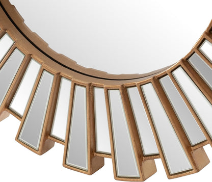 SHYFOY 23.6" Gold Sunburst Wall Mirror, Round Beveled Decorative Mirror with Layered Metal Frame, Glam Luxury Accent Wall Mirror for Living Room, Entryway & Bedroom