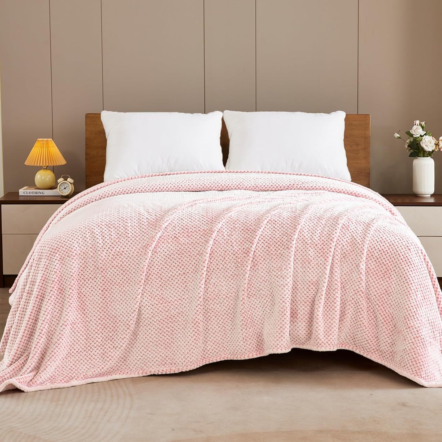 Exclusivo Mezcla Fleece Throw Blanket Extra Large, Super Soft and Warm Blankets for Couch, Sofa and Bed Waffle Textured, Cozy, Fuzzy and Lightweight (Slate Blue, 50x70 Inches)