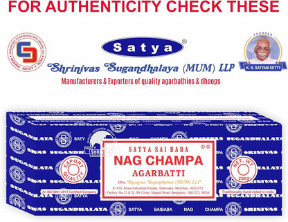Satya Sai Baba Nag Champa Agarbatti, 250gms Hand Rolled Fine Quality Incense Sticks for Purification, Relaxation, Positivity, Yoga, Meditation