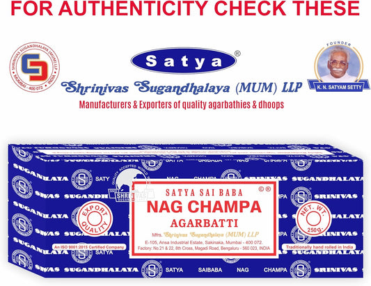 Satya Sai Baba Nag Champa Agarbatti, 250gms Hand Rolled Fine Quality Incense Sticks for Purification, Relaxation, Positivity, Yoga, Meditation