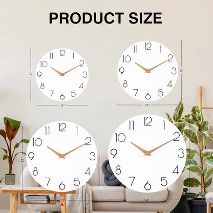 cicininc Wall Clock, Gray Silent Non-Ticking, Decorative Battery Operated Wall Clocks for Bedroom, Kitchen, Home, Office, School, Hotel (8 Inch)