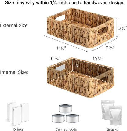 StorageWorks Wicker Basket, Baskets for Organizing, Storage Basket with Built-in Handles, Water Hyacinth Shelves (Medium 2-Pack, Natural Hyacinth)