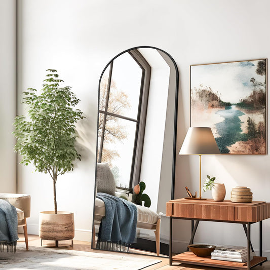 NicBex Full Length Mirror with Stand, 56"x19" Aluminum Alloy Frame Floor Mirror, Black, Shatter-Proof Glass - Free Standing, Leaning Against Wall or Wall-Mounted, for Bedroom Living Room Dressing Room
