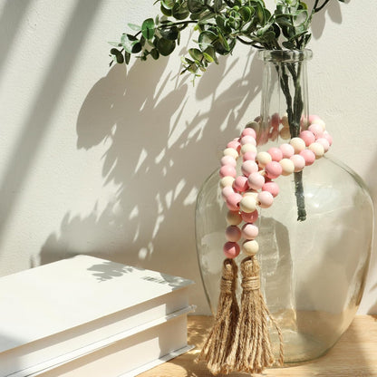 Meplait Wood Bead Garland, 39in Farmhouse Beads with Tassels for Tiered Tray Decor