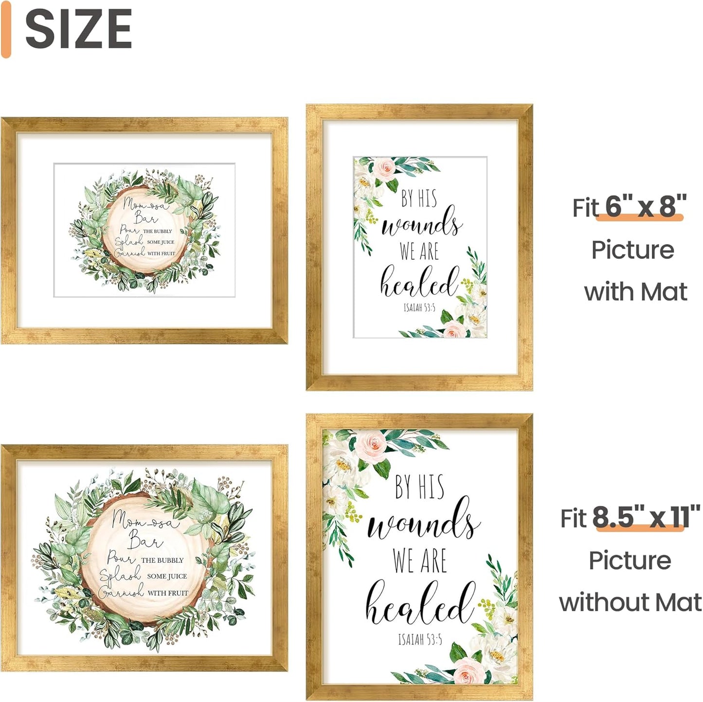 upsimples 8x10 Picture Frame, Display Pictures 5x7 with Mat or 8x10 Without Mat, Wall Hanging Photo Frame, Black, 1 Pack - Colors B
