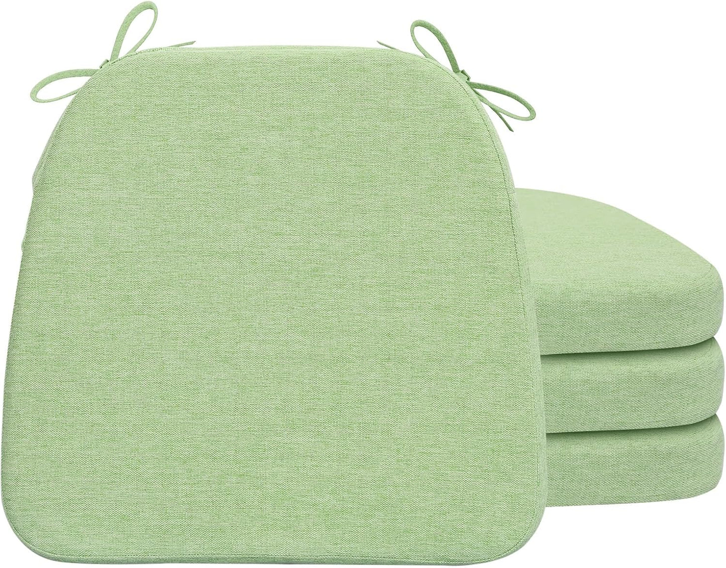 AAAAAcessories D-Shaped Chair Cushions, 2" Thick Dining Chair Pads with Ties and Removable, Machine-Washable Cover, 17" x 16", Set of 4, Oatmeal Beige - Colors A