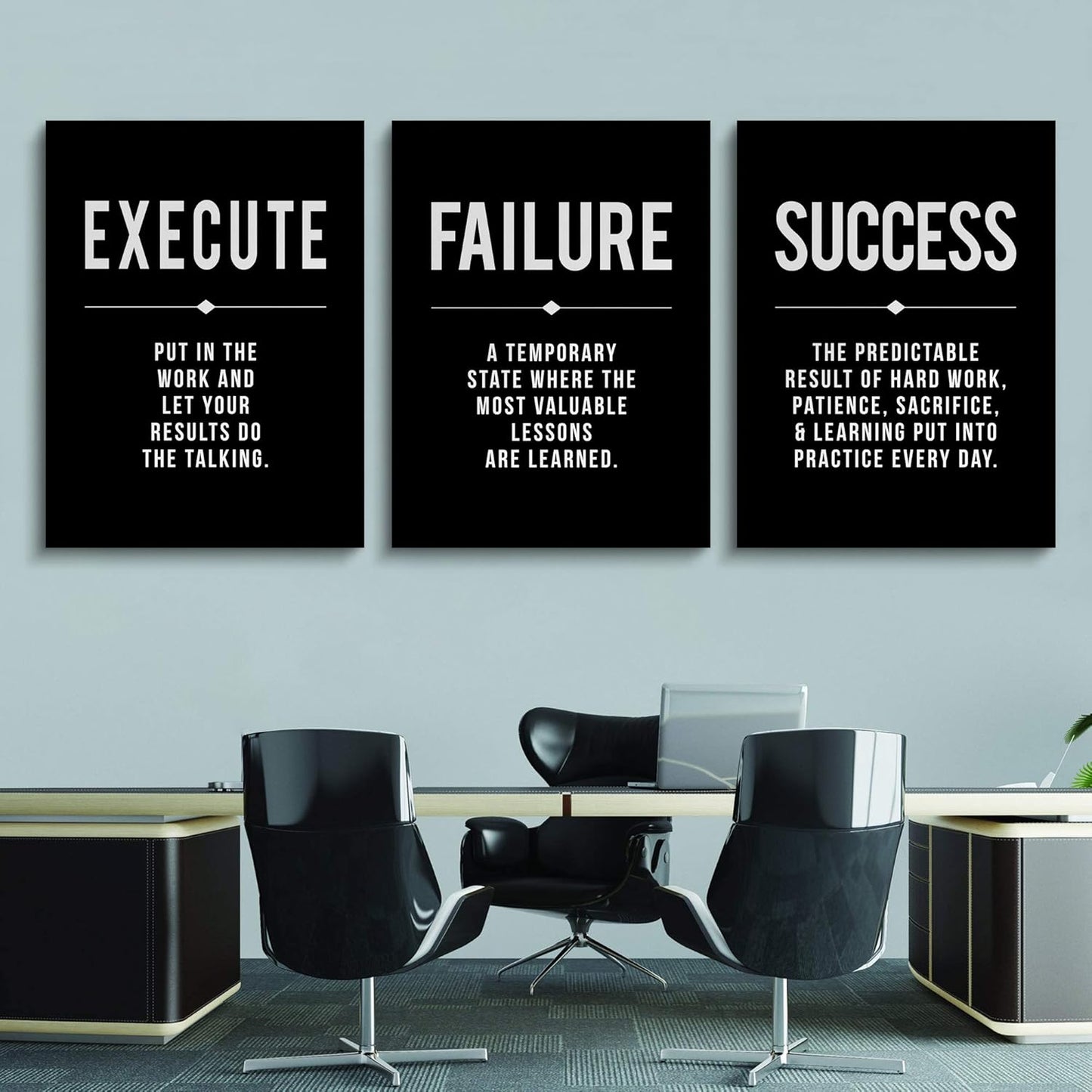Inspirational Canvas Painting Wall Art -EPHANY ART,Mindset Quotes Prints, Success Framed Entrepreneur Poster Positive Quotes Wall Poster for Home Office Workplace (M-3pcs,12x16inchx3pcs)