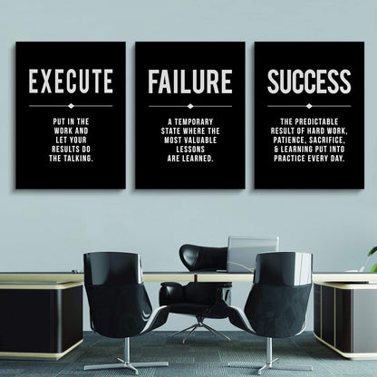 Inspirational Canvas Painting Wall Art -EPHANY ART,Mindset Quotes Prints, Success Framed Entrepreneur Poster Positive Quotes Wall Poster for Home Office Workplace (M-3pcs,12x16inchx3pcs)