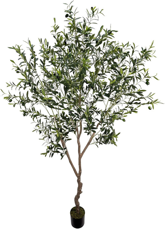 AfanD Artificial Tree Faux Olive Tree 8ft(92in,3200leaves) Tall Fake Olive Plant in Pot Fake Silk Tree Faux Plants Indoor