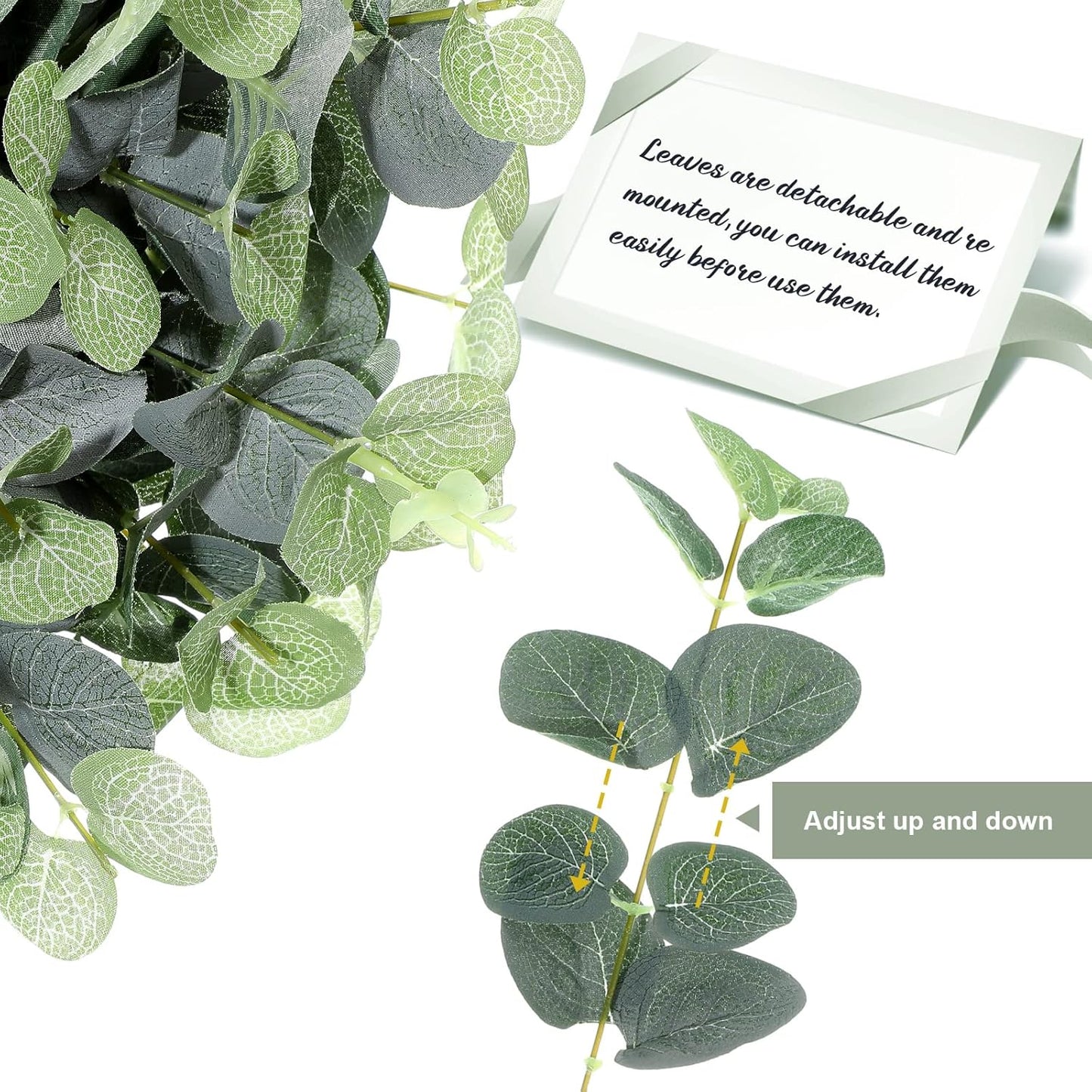 Tigeen 200 Pcs Artificial Eucalyptus Stems Tall 11.8 Inch Tall Faux Eucalyptus Branches Fake Greenery Plants Stems for Vase Home Party Wedding Decorations
