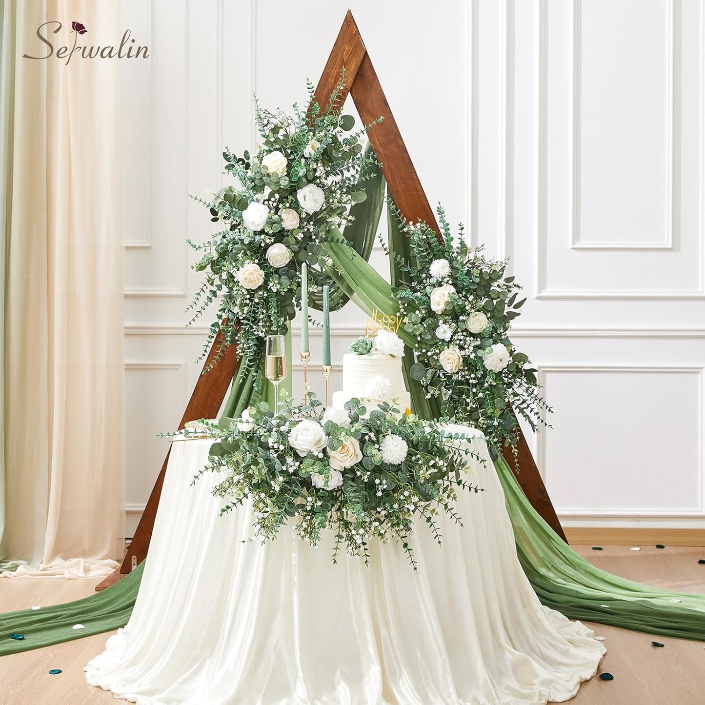 Serwalin 100 Pcs Mixed Artificial Eucalyptus Stems,Babys Breath Artificial Flowers Bulk with Faux Eucalyptus Leaves Greenery Stems for Wedding DIY Bouquets Floral Arrangement Home Decor