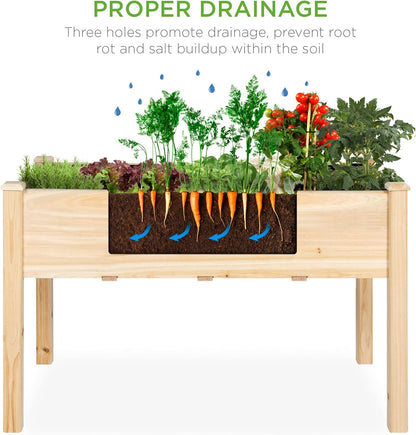 Best Choice Products 72x24x30in Raised Garden Bed, Elevated Wood Planter Box Stand for Backyard, Patio, Balcony w/Divider Panel, 6 Legs, 300lb Capacity - Natural