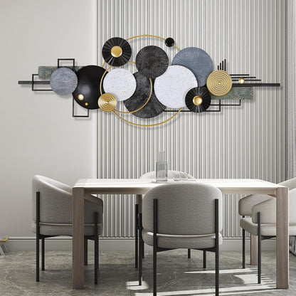 Lucky Monet Large Wall Decor for Living Room, Modern Metal Wall Art, 3D Textured Geometric Wall Sculpture 59"x24" Wall Hanging Decoration for Dinning Room Bedroom Entryway