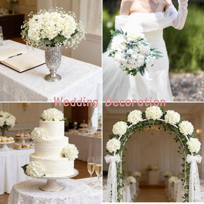 Kimura's Cabin 6pcs White Hydrangea Artificial Flowers Silk Fake Hydrangeas Faux Hydrangea Flowers with Stems for Wedding Bouquets Arrangement Home Table Centerpieces Baby Shower Party Decoration