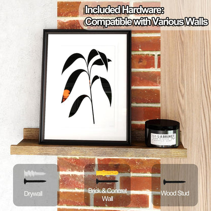 White Floating Shelves for Wall Decor, Wall Mounted Wood Storage Shelf for Bedroom, Living Room, Bathroom, Kitchen, Nursery, Display Picture Ledge Shelf with Lip Set of 2-14 Inches, White