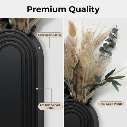 Wooden Wall Planter Set of 4 - Modern Home Decor for Living Room, Bedroom, Bathroom - Walnut Finish Planter for Dried Flowers, Faux Greenery, Indoor Plants