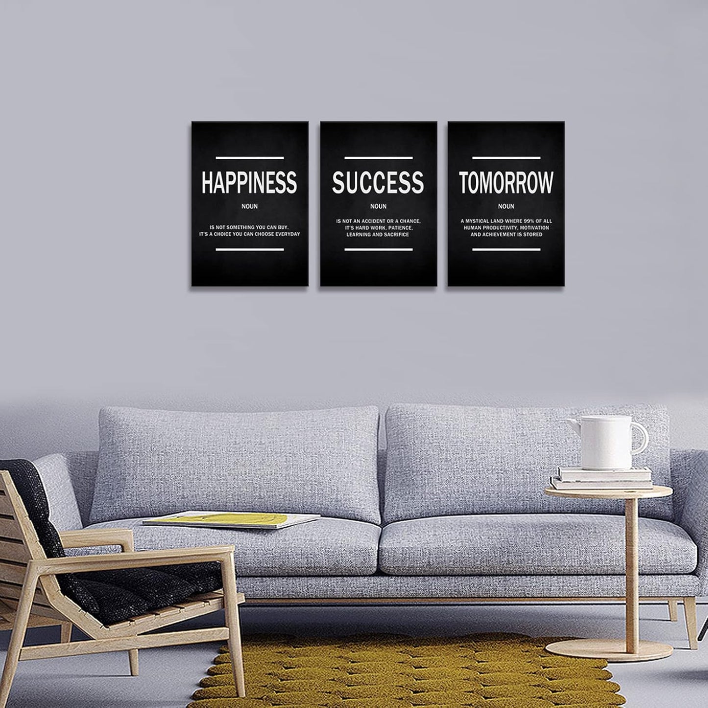 KAWAHONE Canvas Painting Wall Art, Grind Hustle Execution Motivational Wall Art Decoration Posters Prints for Living Room Bedroom, Office Decor, Gallery-Wrapped Canvas Art Set Framed Ready to Hang
