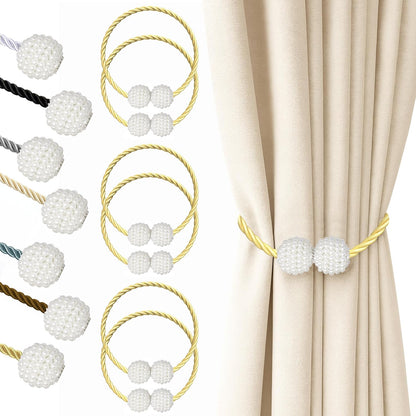 Hion Magnetic Curtain Tiebacks Black 2pcs, Curtain Tiebacks Buckles Holdbacks Holders Hooks Clip for Home Outdoor Bedroom Office Decorative Curtain