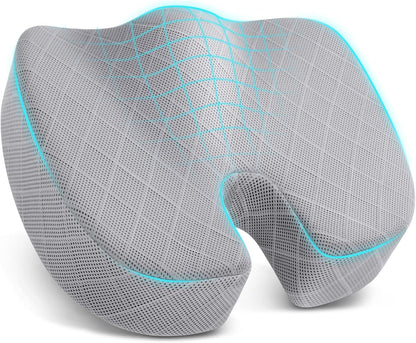 TushGuard Seat Cushion - Memory Foam Cushion for Office Chair, Car Seat, Airplane, Bleacher - Sciatica & Hip & Coccyx Pain Relief Desk Chair Cushion for Long Sitting Office Workers, Car Drivers