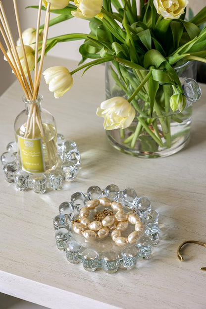 Alice Lane Original Bubble Candle Dish – Chic Smoky Glass Candle Dish for Home Decor – Decorative Modern Candle Holder for Small Candles & Diffusers