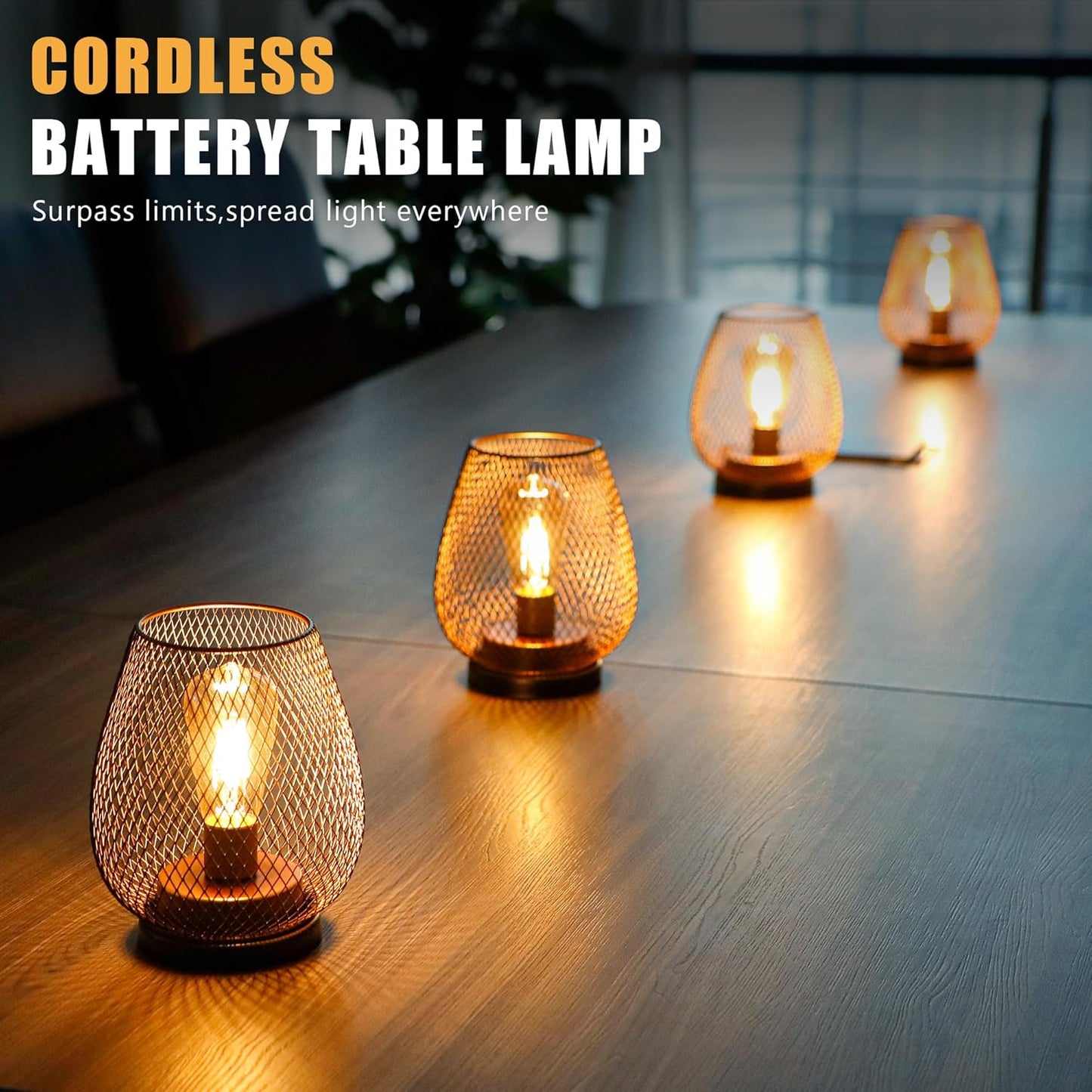 JHY DESIGN Set of 2 Metal Cage LED Lantern Battery Powered Cordless Accent Light with LED Great for Weddings Parties Patio Events for Indoors Outdoors