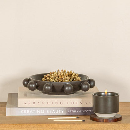 Bloomingville 9.75 Inches Stoneware Bowl with Orbs and Reactive Glaze, Black