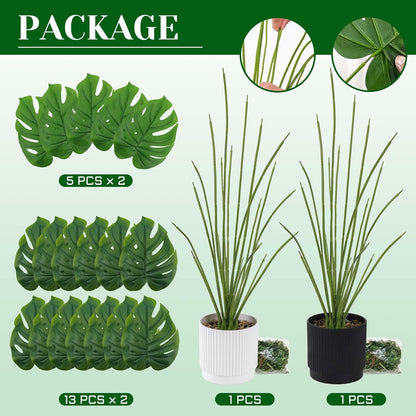 Der Rose 28" Fake Plants Large Artificial Monstera Faux Potted Plants Indoor Tall for Outdoor Living Room House Floor Front Porch Tree Decor