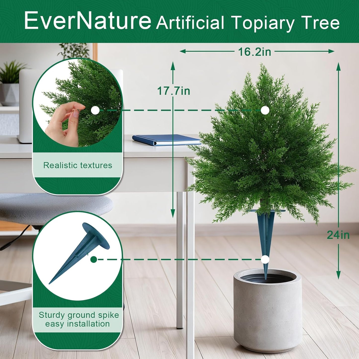 Artificial Lavender Topiary Ball Trees, 2 Set of UV Resistant Fake Evergreen Shrubs Bushes Plants with Ground Spike, Fake Plants for Outdoor Indoor Front Porch Garden