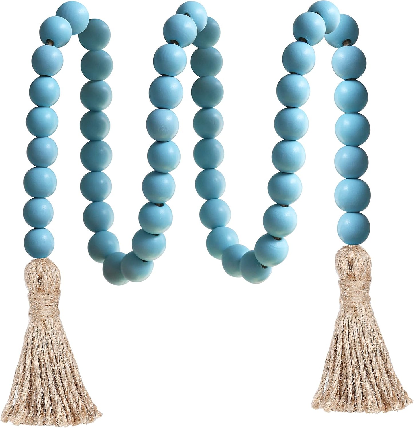 Meplait 39in Wood Bead Garland Farmhouse with Tassels,Versatile Prayer Beads Boho Chic Wall Hanging Home Decor (Black)
