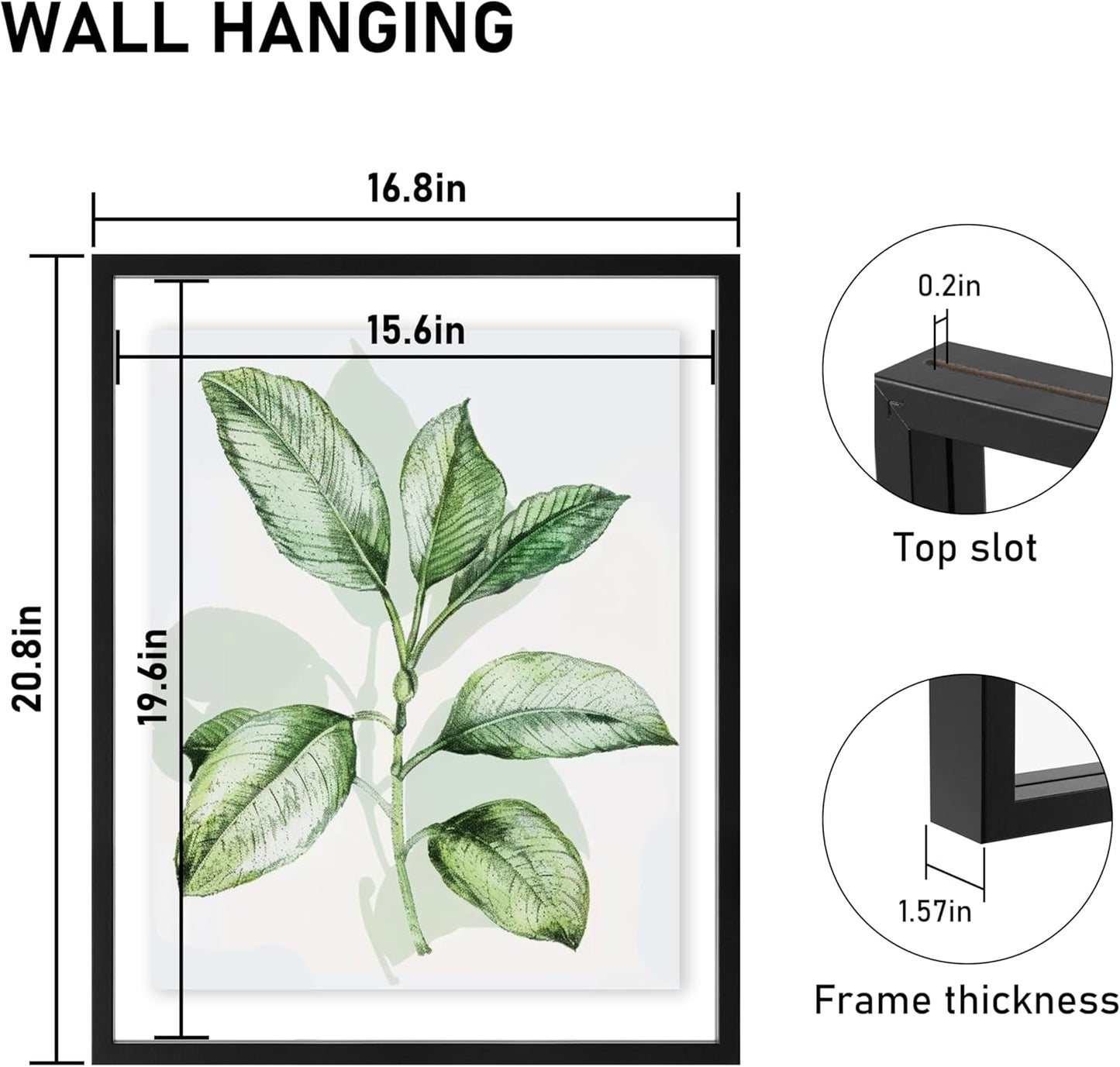 CORE ART 8x10 Floating Picture Frame,Double Plexglass Floating Frame for 5x7,4x6 Pictures,Wall or Tabletop Display,Black