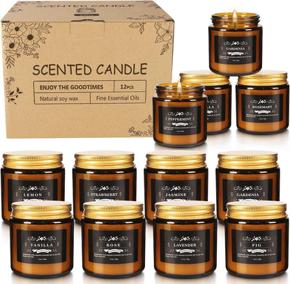 Howemon 24 Pack Scented Candles Set for Home, Relaxing Stress Relief, Aromatherapy - Natural Soy Wax and Fragrance - Gifts for Women, Mom, Best Friend, Wife, Birthday