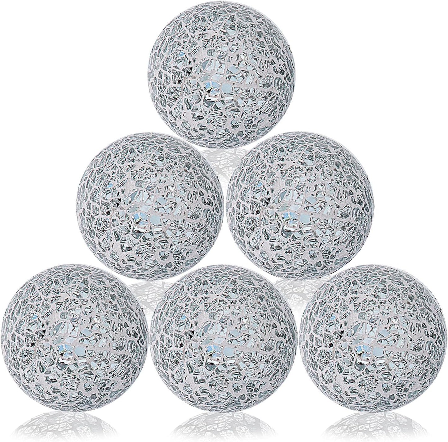 Kesywale 6PCS Decorative Balls Set 2.4 Inches/ 6cm Small Mosaic Spheres Glass Orbs Decorative Balls for Centerpiece Bowls Vases Fillers Dining Coffee Table Wedding Party Decor (Black)