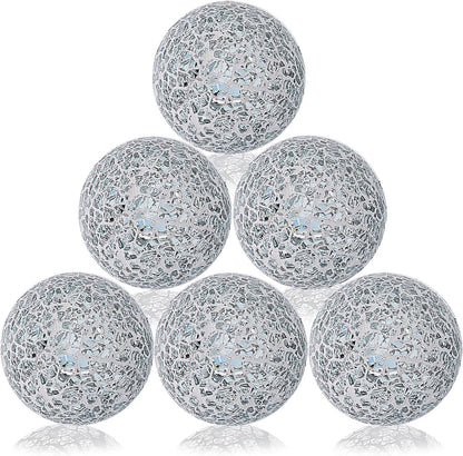 Kesywale 6PCS Decorative Balls Set 2.4 Inches/ 6cm Small Mosaic Spheres Glass Orbs Decorative Balls for Centerpiece Bowls Vases Fillers Dining Coffee Table Wedding Party Decor (Black)