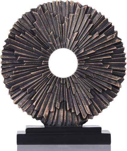 DOVDOV Gold Home Decor Sculpture, Unique Round line Statue, Modern Home Decor, Decorative Panel Statue Gold Decoration for Living Room TV Stand, Office, Bedroom, Dining Table Centerpiece.