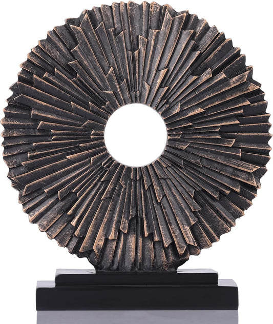 DOVDOV Gold Home Decor Sculpture, Unique Round line Statue, Modern Home Decor, Decorative Panel Statue Gold Decoration for Living Room TV Stand, Office, Bedroom, Dining Table Centerpiece.