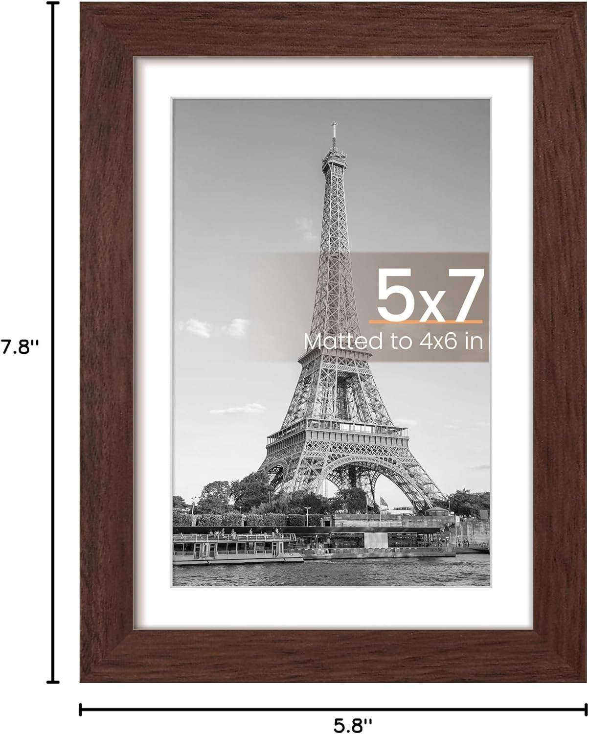 upsimples 8x10 Picture Frame, Display Pictures 5x7 with Mat or 8x10 Without Mat, Wall Hanging Photo Frame, Black, 1 Pack - Colors A