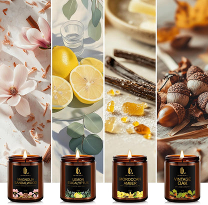 Scented Candles Set, 4 Pack Soy Candles for Home Scented, Candle Gifts for Men Women, Scents of Pineapple Cocktail/Coconut Vanilla/Pink Sands/Bahamian Breeze