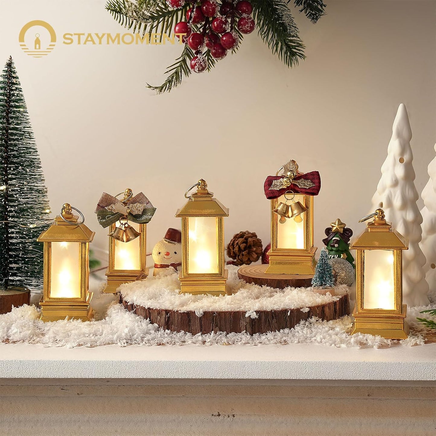 Black Lanterns Decorative Indoor: 24 Pcs Starlight Mini LED Lantern for Centerpiece Table Decorations Halloween Christmas Wedding Party Camping Decor