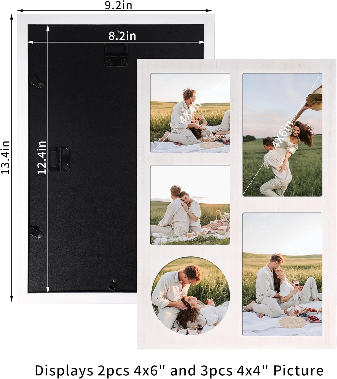 YESKAY 4x6 Picture Frame Collage for Wall Decor, Multiple Photo Collage Frames with Tempered Glass, 7-Opening for 4 x 6 Picture Frames, Rustic Brown, 1 Pack
