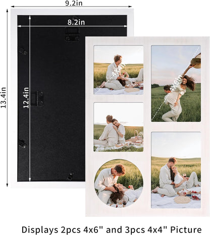 YESKAY 4x6 Picture Frame Collage for Wall Decor, Multiple Photo Collage Frames with Tempered Glass, 7-Opening for 4 x 6 Picture Frames, Rustic Brown, 1 Pack