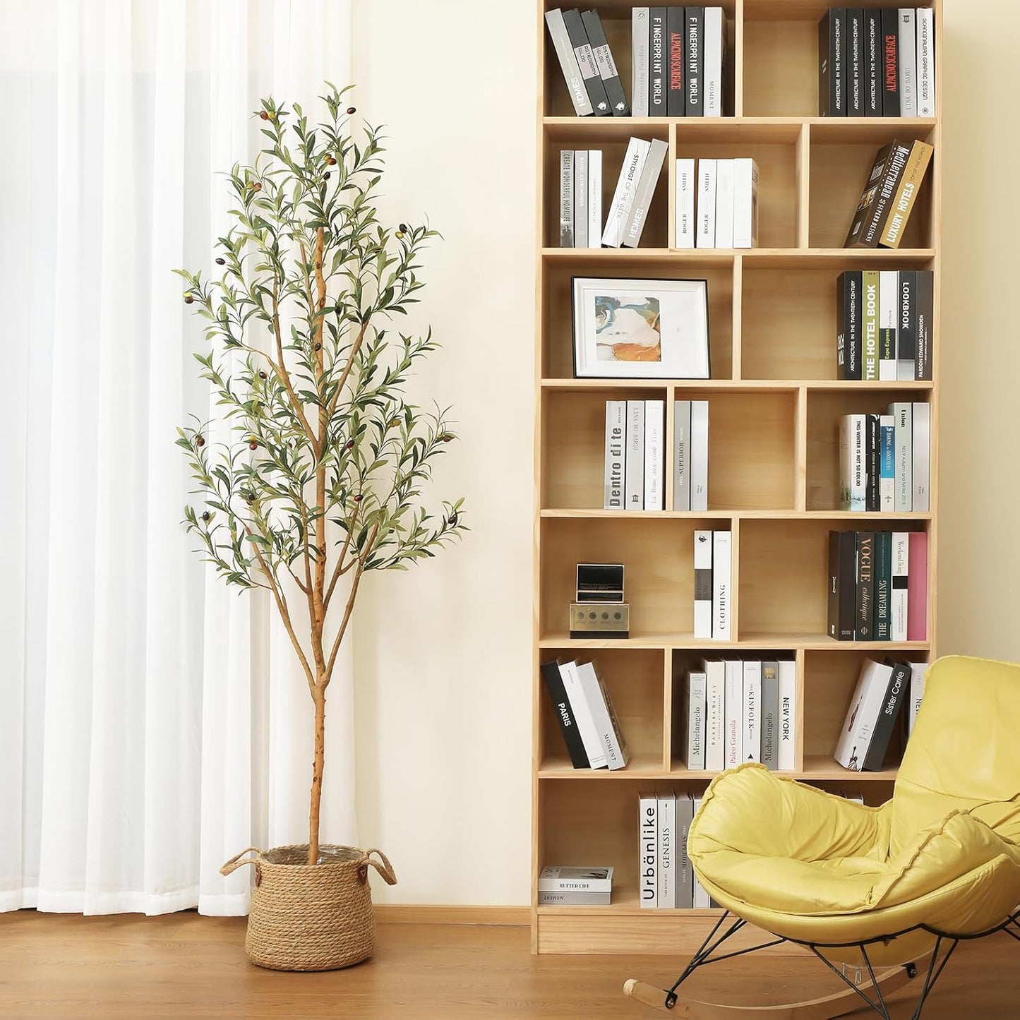 Kazeila Artificial Olive Tree 6FT Tall Faux Silk Plant for Home Office Decor Indoor Fake Potted Tree with Wood Branches and Fruits