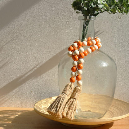 Meplait Wood Bead Garland, 39in Farmhouse Beads with Tassels for Tiered Tray Decor