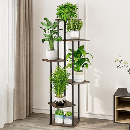 AZERPIAN Plant Stand 5 Tier Indoor Metal Flower Shelf for Multiple Plants Corner Tall Flower Holders for Patio Garden Living Room Balcony Bedroom, Black (5 Tier-Black)