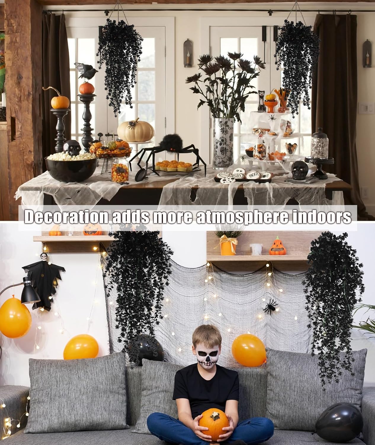 RECUTMS Artificial Hanging Plants Fake Hanging Plant Faux Eucalyptus Leaf Greenery Vine Outdoor UV Resistant Plastic Plants Home Garden Wedding Party Indoor Outdoor Decorations(White)