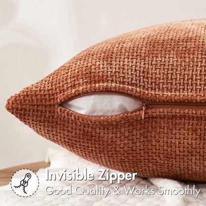 MIULEE Pack of 2 Couch Throw Pillow Covers 18x18 Inch Neutral Beige Modern Boho Accent Decorative Pillow Covers Soft Chenille Farmhouse Cushion Covers for Home Decor Bed Sofa Living Room