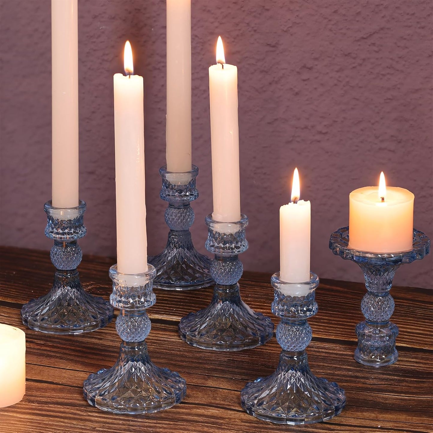 DARJEN Candlestick Holders Set,12Pcs 4" H Taper Candle Holders Bulk, Clear Glass Candle Holders for Wedding, Spring Party, Romantic Dinner, Festival & Windowsill Decor